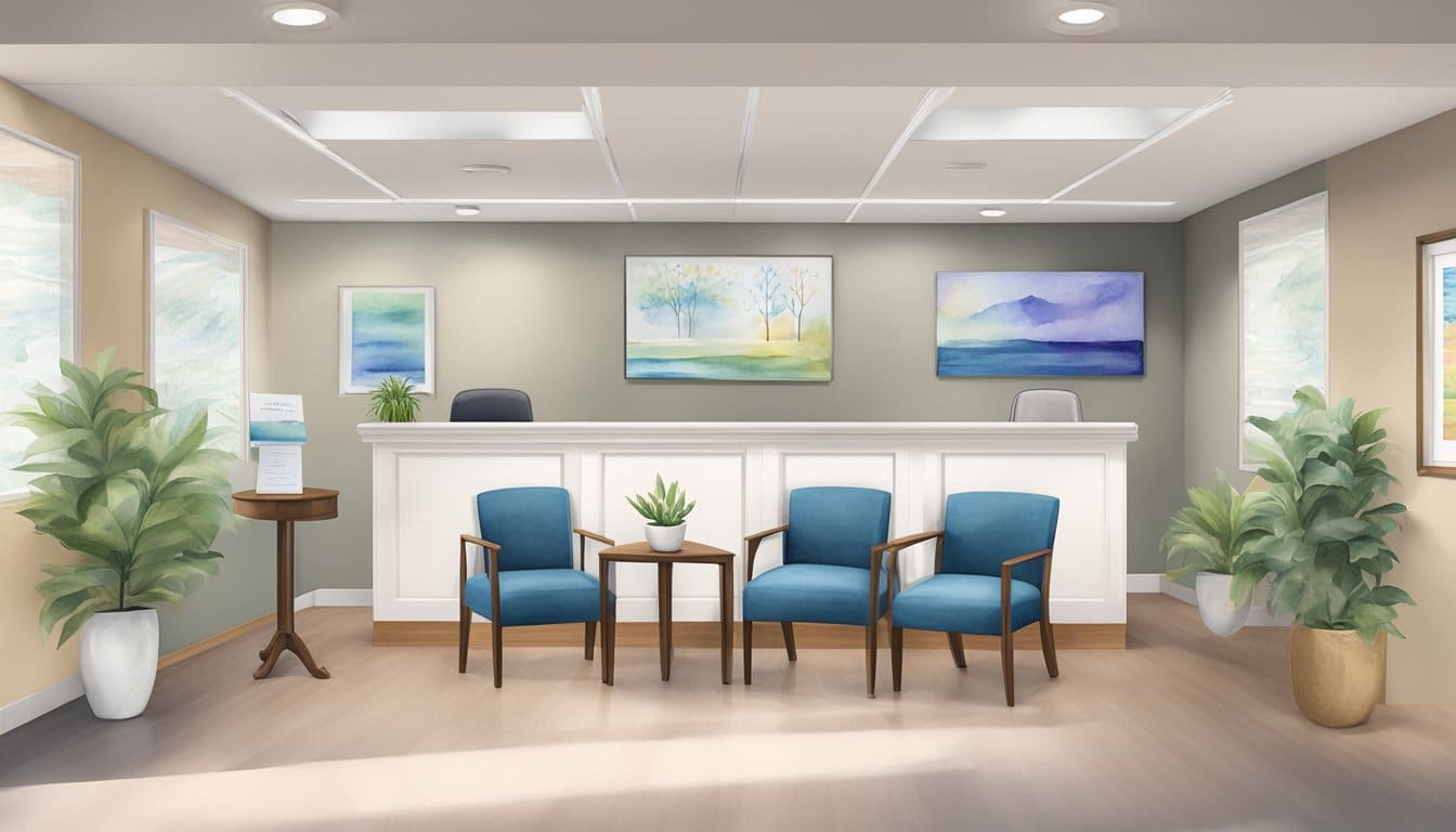 A welcoming chiropractic office with a comfortable waiting area, friendly staff, and informative brochures displayed. A sign lists the top 5 chiropractors in Newmarket