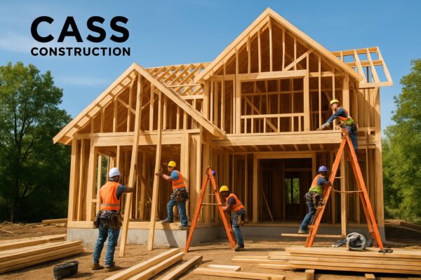 Detailed view of a custom home building process